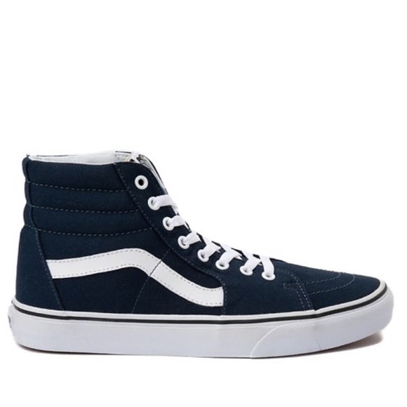 dark blue and white vans